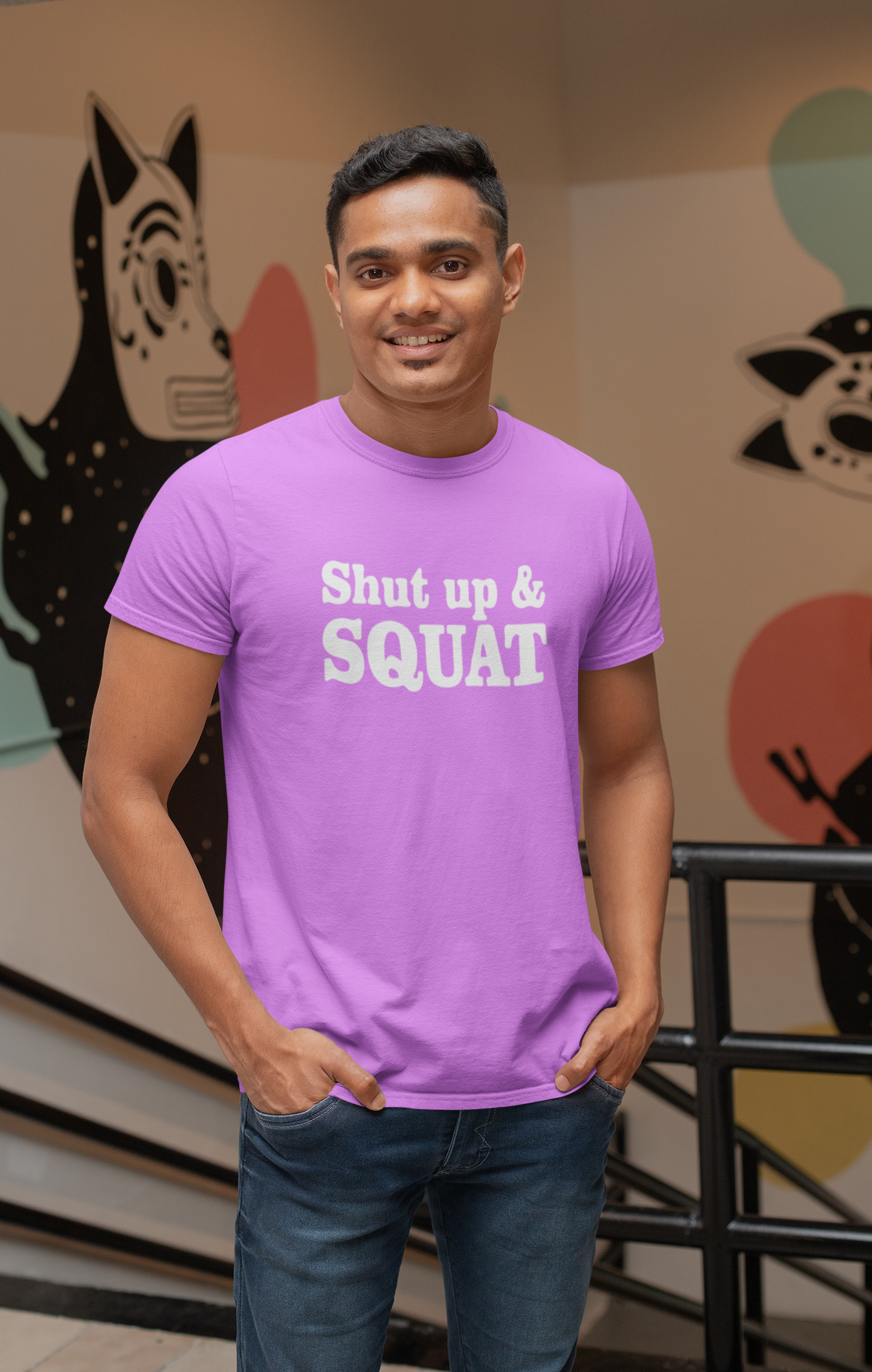Shut Up and Squat GYM Cotton T-Shirt - Fitness Motivation Apparel